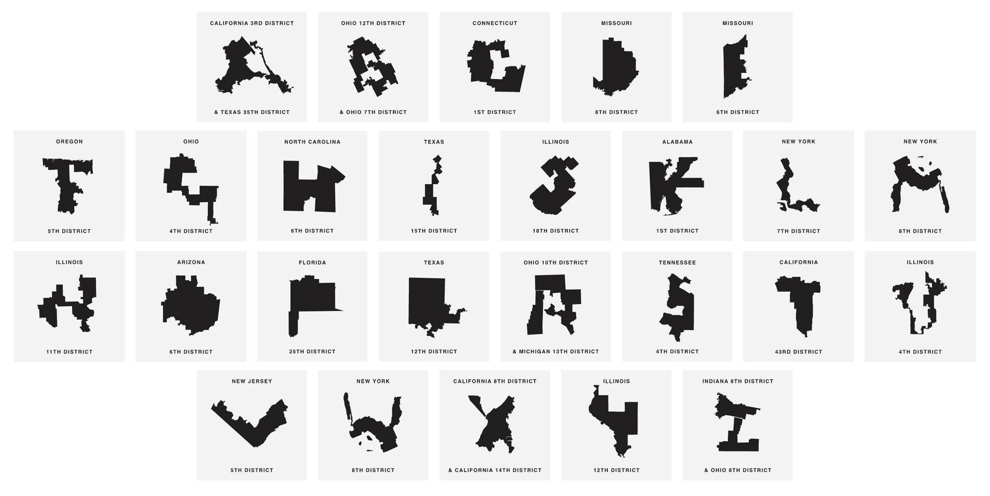 A New Font Created From the Silhouettes of Gerrymandered Electoral Districts