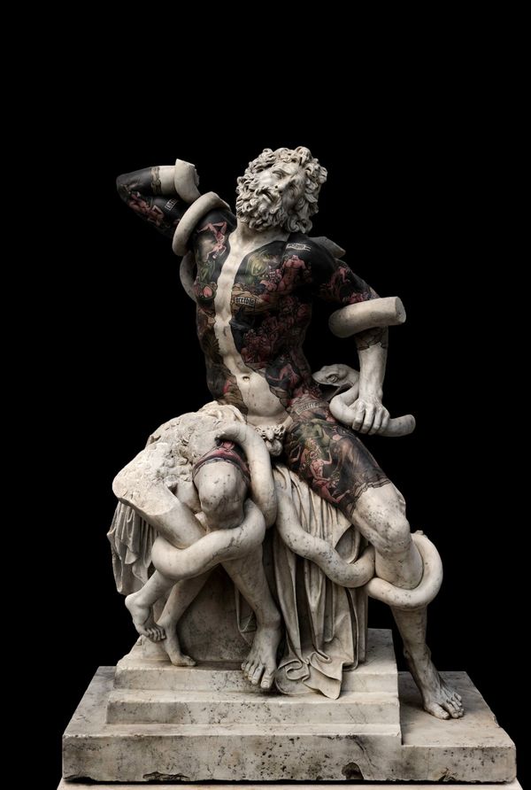 Fabio Viale inked sculptures